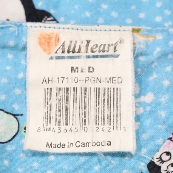 Allheart Women's M Blue Winter Penguin Snow Print Scrub Top VTG  Shirt Pockets - Picture 8 of 9